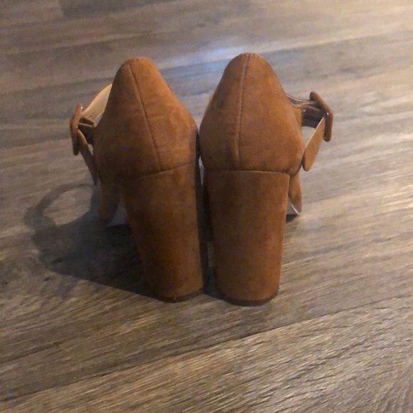 Tan Suede Buckle Heels - Picture 2 of 3
